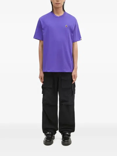 A Bathing Ape Logo-embroidered T-shirt In Purple