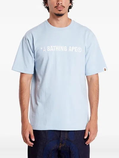 A Bathing Ape Logo-embroidered T-shirt In Blue