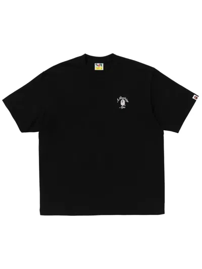 A Bathing Ape Logo-embroidered T-shirt In Black