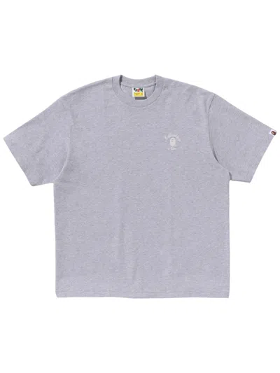 A Bathing Ape Logo-embroidered T-shirt In Grey