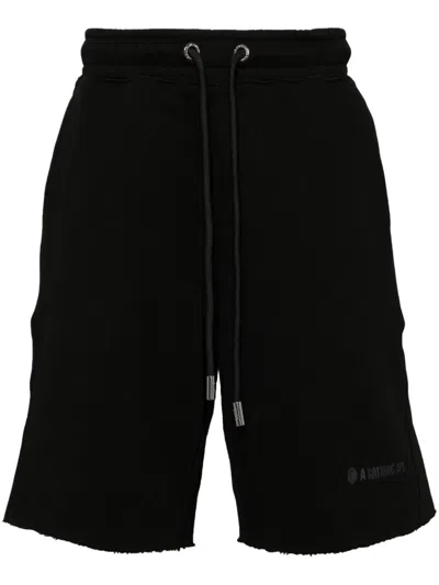 A Bathing Ape Logo-embroidered Track Shorts In Black
