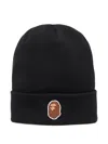 A Bathing Ape Logo-embroidery Knit Beanie In Black