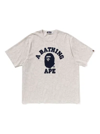 A Bathing Ape Logo-embroidery T-shirt In Neutral