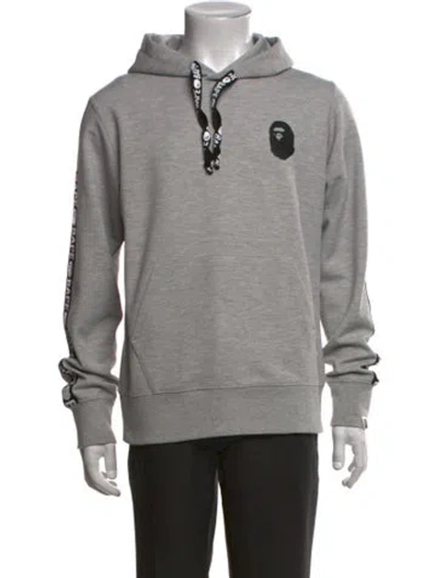 Pre-owned A Bathing Ape Logo Graphic Print Hoodie In Grey