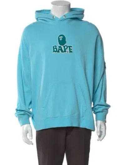 Pre-owned A Bathing Ape Logo Graphic Print Sweater In Blue