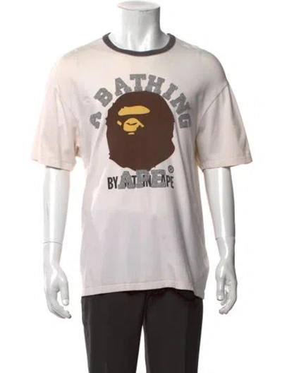 Pre-owned A Bathing Ape Logo Graphic Print T-shirt In White
