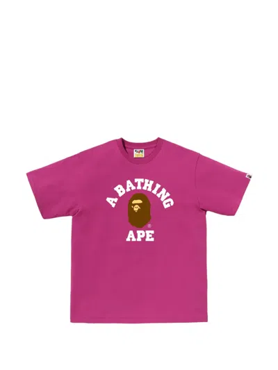 A Bathing Ape Logo Graphic T-shirt In Pink