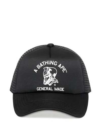 A Bathing Ape Logo Mesh Hat In Black