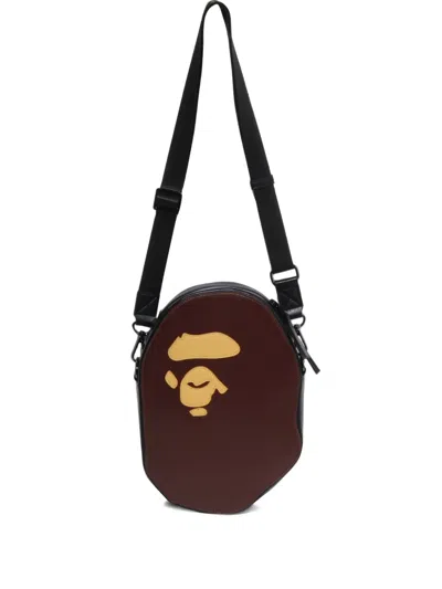 A Bathing Ape Logo Messenger Bag In Brown