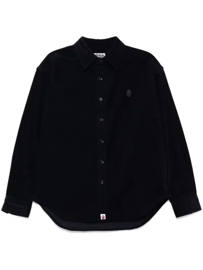 A Bathing Ape Logo-patch Corduroy Shirt In Blue