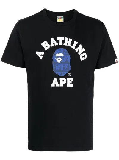 A Bathing Ape Logo-patch Cotton T-shirt In Black