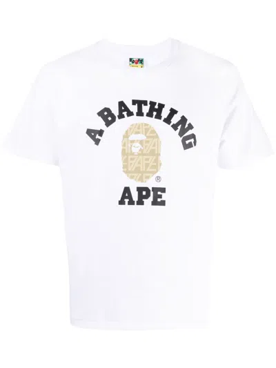 A Bathing Ape Logo-patch Cotton T-shirt In White