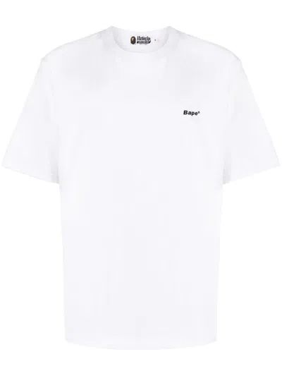 A Bathing Ape Logo-patch Cotton T-shirt In White