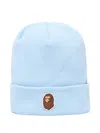 A Bathing Ape Logo Patch Knit Beanie In Blue