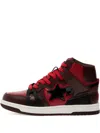 A Bathing Ape Logo-patch Leather Sneakers In Red