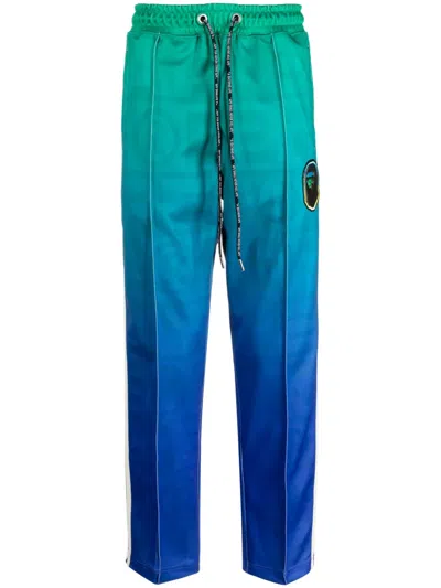 A Bathing Ape Logo-patch Ombré-effect Track Pants In Green