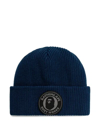 A Bathing Ape Logo-patch Ribbed Beanie Hat