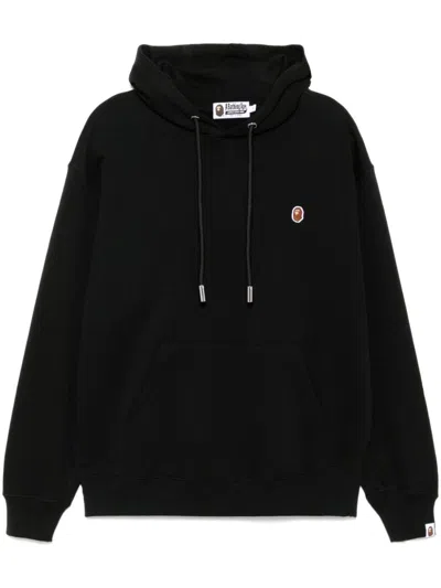A Bathing Ape Logo Patched Hoodie In Black