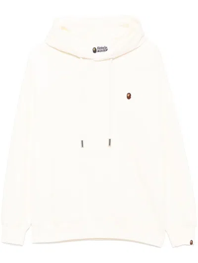 A Bathing Ape Logo Patched Hoodie In Neutrals