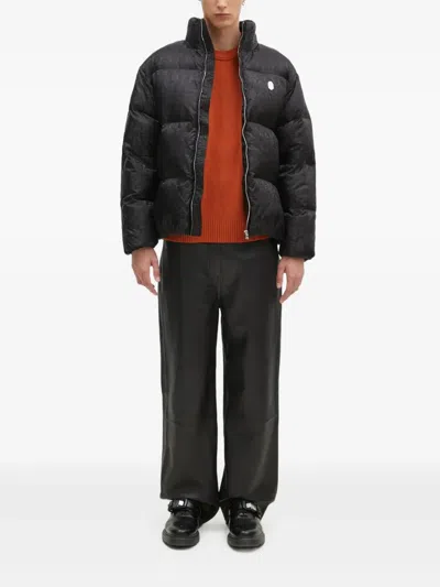 A Bathing Ape Logo-pattern Puffer Jacket In Black