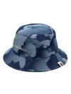 A Bathing Ape Logo-plaque Denim Bucket Hat In Blue