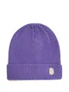 A Bathing Ape Logo-plaque Ribbed Beanie In Purple