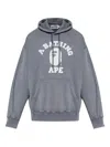 A Bathing Ape Logo-print Cotton Hoodie In Gray