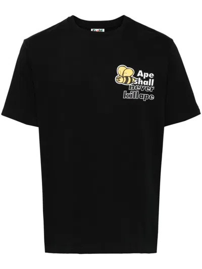 A Bathing Ape Logo-print Cotton T-shirt In Black