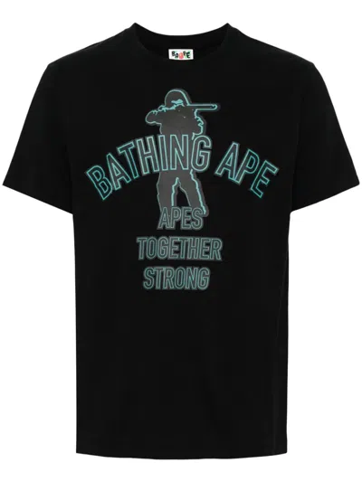 A Bathing Ape Logo-print Cotton T-shirt In Black