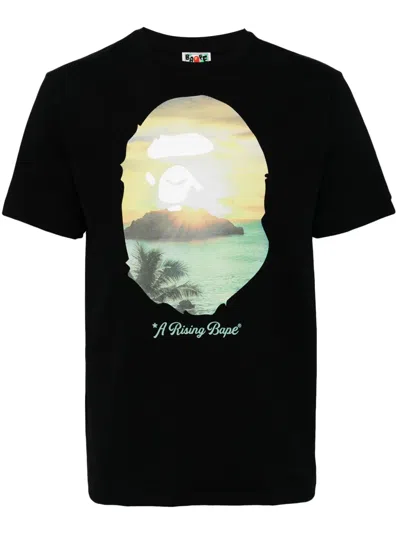 A Bathing Ape Logo-print Cotton T-shirt In Black