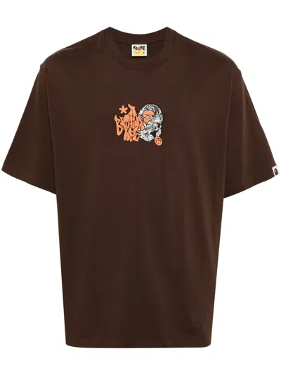A Bathing Ape Logo-print Cotton T-shirt In Red