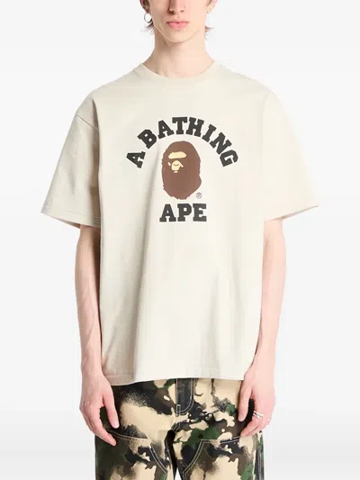 A Bathing Ape Logo-print Cotton T-shirt In Neutral