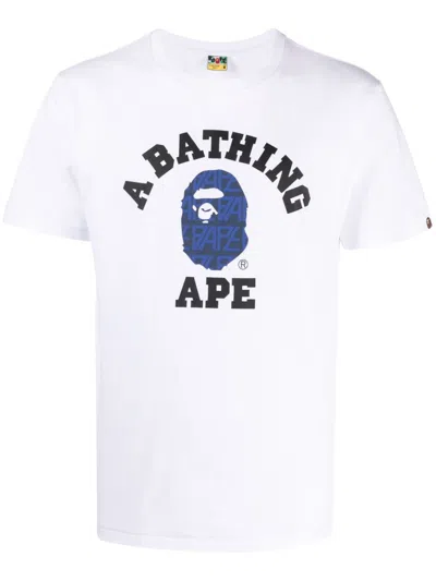 A Bathing Ape Logo-print Cotton T-shirt In White