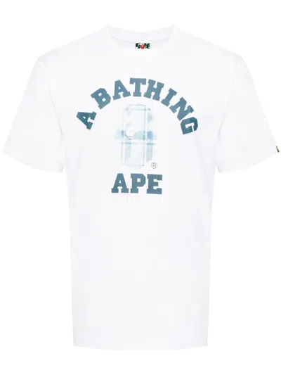 A Bathing Ape Logo-print Cotton T-shirt In White