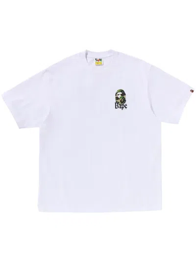 A Bathing Ape Logo-print Cotton T-shirt In White