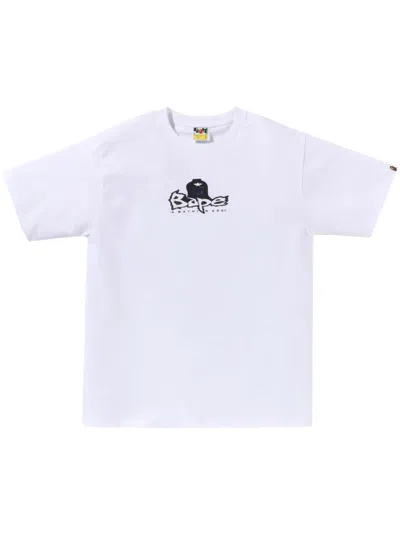 A Bathing Ape Logo-print Cotton T-shirt In White