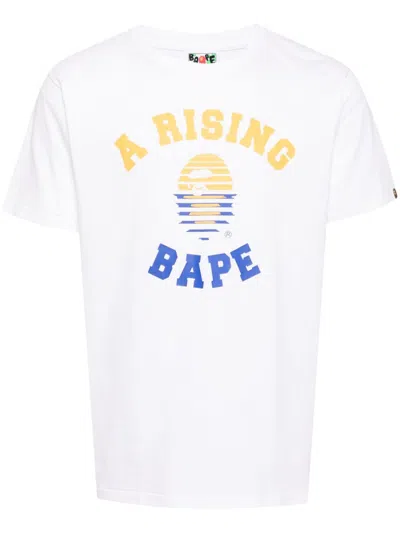 A Bathing Ape Logo-print Cotton T-shirt In White