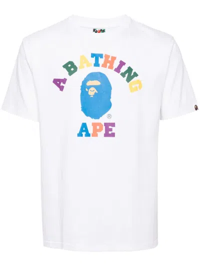 A Bathing Ape Logo-print Cotton T-shirt In White