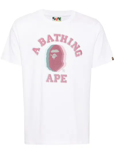A Bathing Ape Logo-print Cotton T-shirt In White