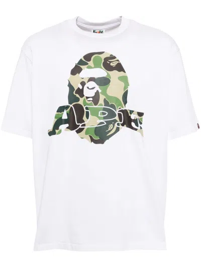 A Bathing Ape Logo-print Cotton T-shirt In White