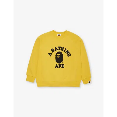 A Bathing Ape Kids' Logo-print Crewneck Cotton-jersey Sweatshirt 2-9 Y In Yellow
