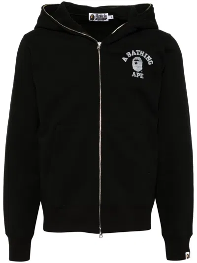 A Bathing Ape Logo Print Hoodie In 黑色