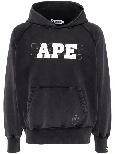 A Bathing Ape Logo Print Hoodie In 黑色