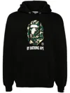 A Bathing Ape Logo Print Hoodie In Black
