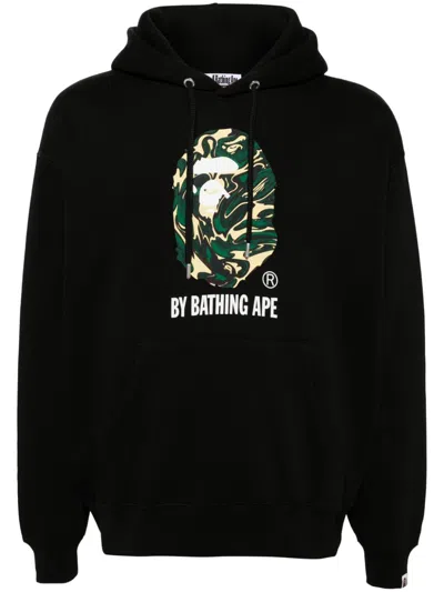 A Bathing Ape Logo Print Hoodie In Black