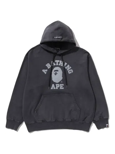 A Bathing Ape Logo-print Hoodie In Gray