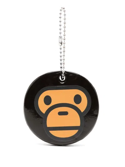 A Bathing Ape Logo Print Keyring In Brown