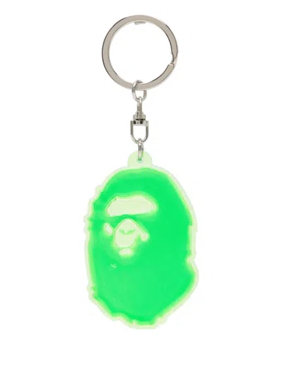A Bathing Ape Logo Print Keyring In Green