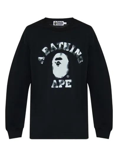 A Bathing Ape Logo-print Long-sleeve T-shirt In Black
