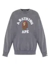 A Bathing Ape Mens Charcoal College Graphic-print Cotton Sweatshirt Xl In Gray